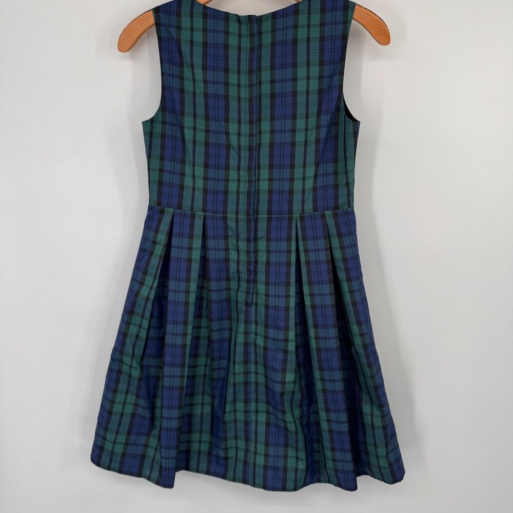 Vineyard Vines girls Sleeveless satin Plaid Dress Green Blue Size 14 holiday new - Picture 9 of 13